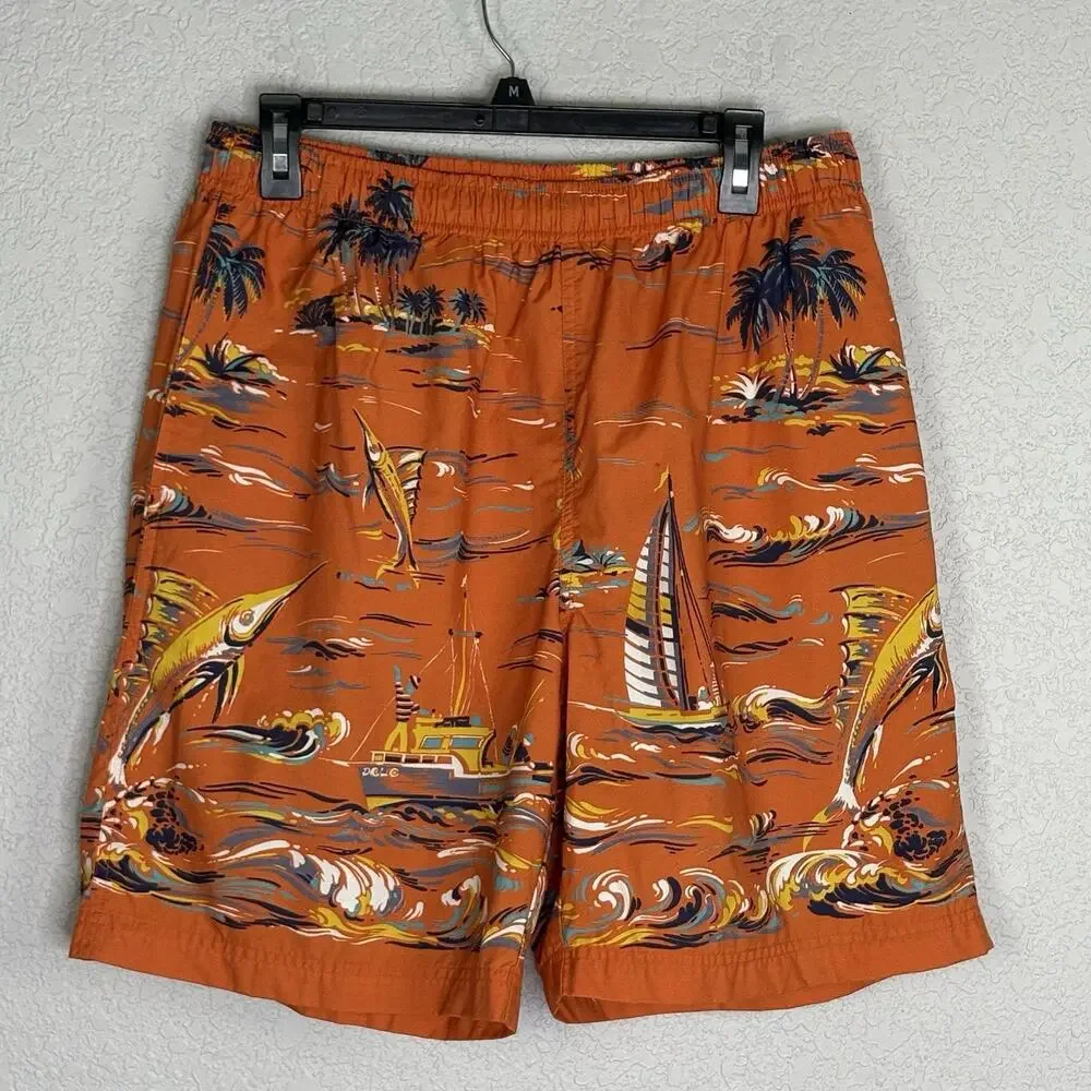 Polo Sport Size M Board Shorts Swim Sailboat Swordfish Fishing Ocean Colorful